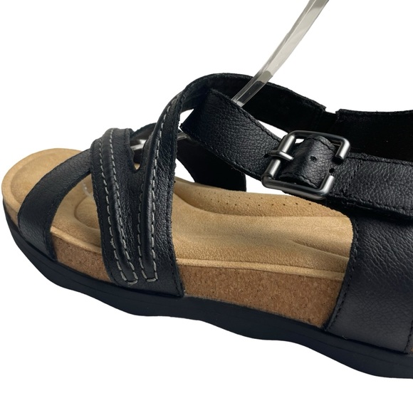 Clarks WMN Brynn Ave Sandals Leather Black Comfort Strappy Wedge Platform Sz 9.5 - Picture 10 of 15